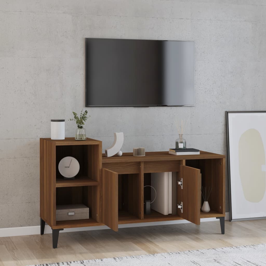 vidaXL TV-taso ruskea tammi 100x35x55 cm tekninen puu