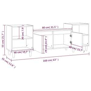 TV skříňka betonově šedá 160x35x55 cm kompozitní dřevo - obrázek 10