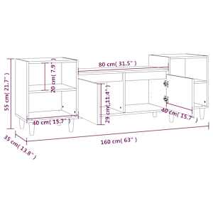 TV skříňka kouřový dub 160x35x55 cm kompozitní dřevo - obrázek 10