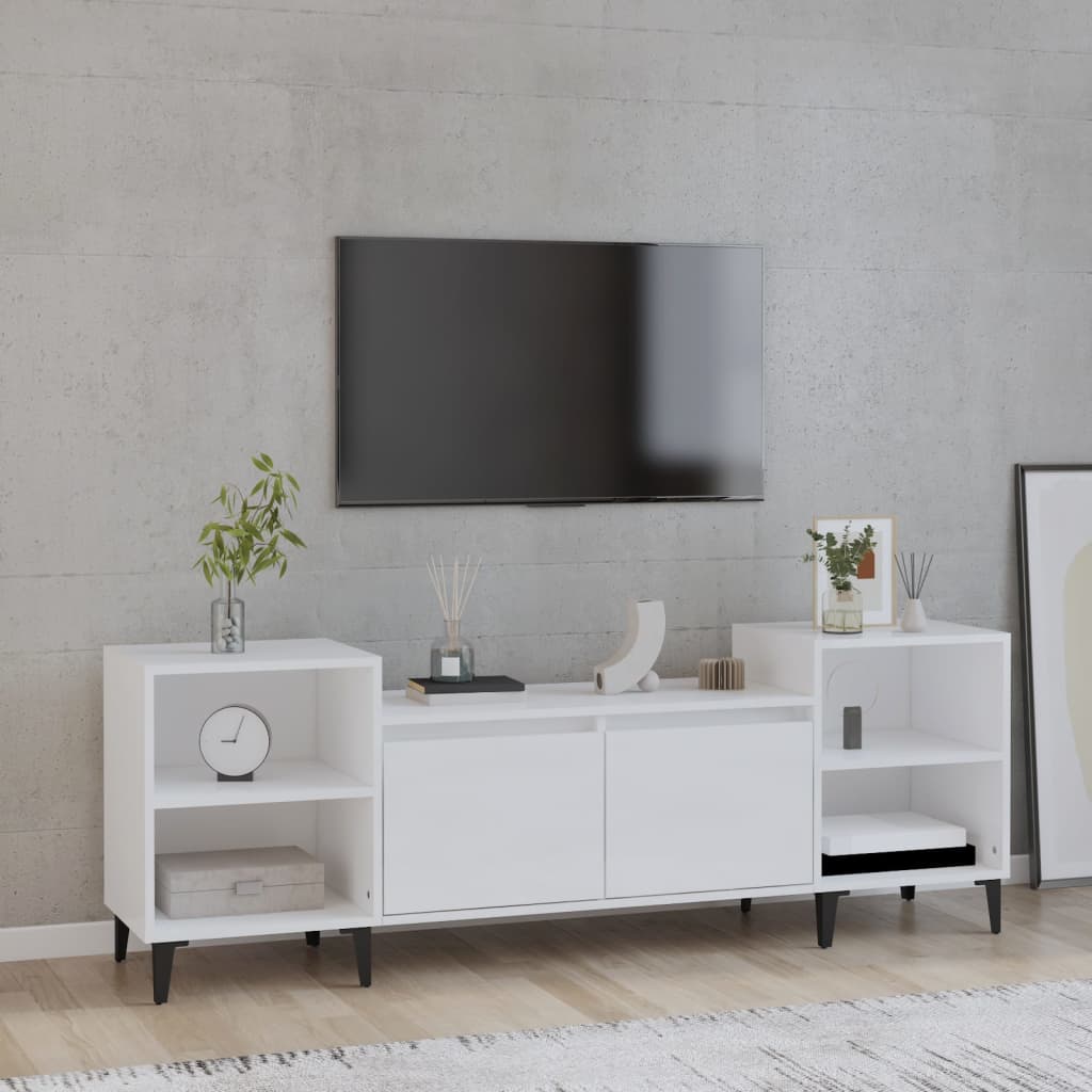 vidaXL Comodă TV, alb extralucios, 160x35x55 cm, lemn prelucrat