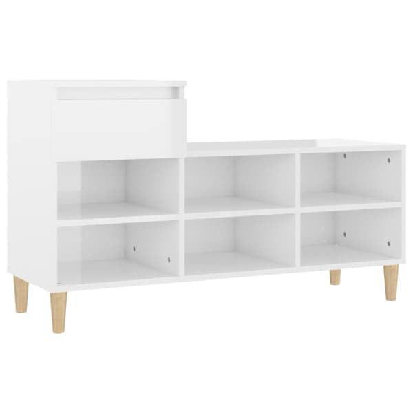 vidaXL jalatsikapp, k&otilde;rgl&auml;ikega valge, 102x36x60 cm, tehispuit
