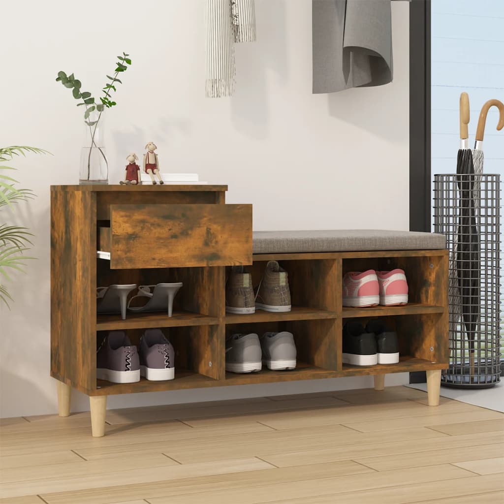 vidaXL Schoenenkast 102x36x60 cm bewerkt hout gerookt eikenkleurig afbeelding