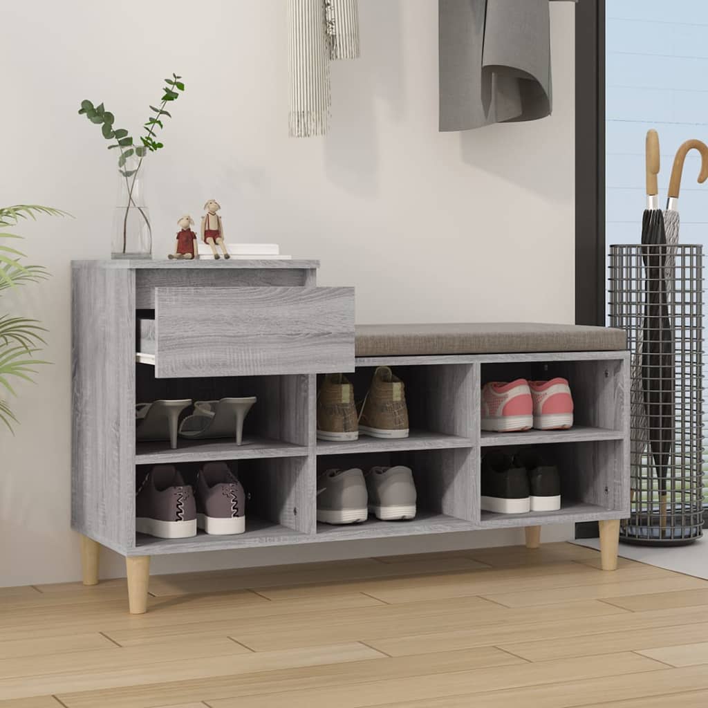 vidaXL Schoenenkast 102x36x60 cm bewerkt hout sonoma grijs