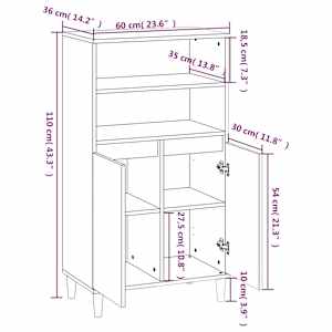Skříň highboard černá 60 x 36 x 110 cm kompozitní dřevo - obrázek 9