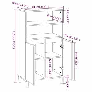 Skříň highboard bílá s vysokým leskem 60 x 36 x 110 cm kompozit - obrázek 9