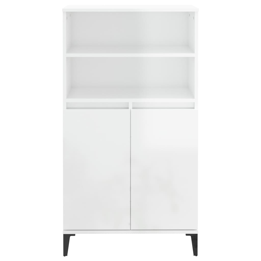 vidaXL Hoge kast 60x36x110 cm bewerkt hout hoogglans wit afbeelding