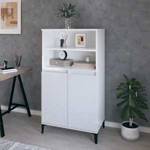 Skříň highboard bílá s vysokým leskem 60 x 36 x 110 cm kompozit - obrázek 1