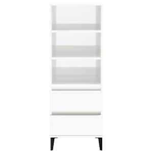 vidaXL Висок шкаф, бял гланц, 40x36x110 см, инженерно дърво