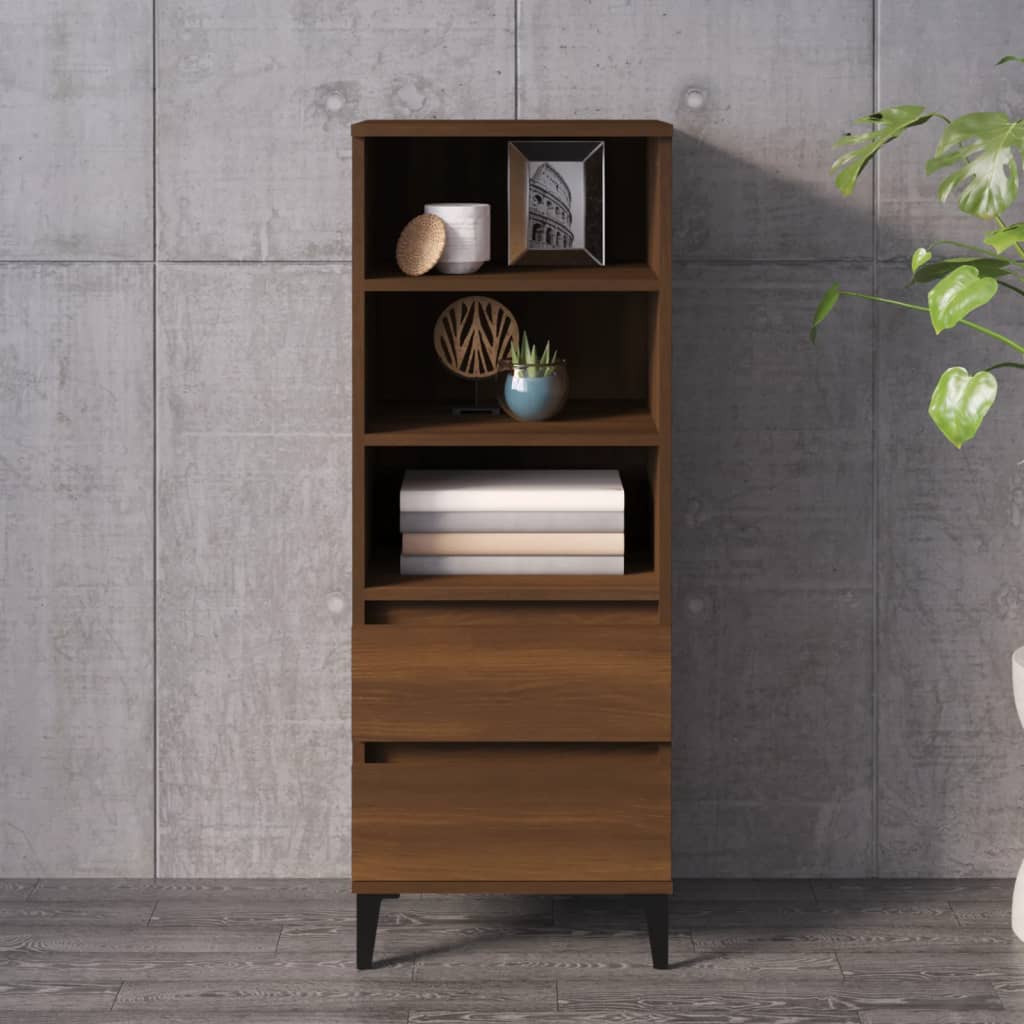 vidaXL Highboard Braun Eichen-Optik 40x36x110 cm Holzwerkstoff