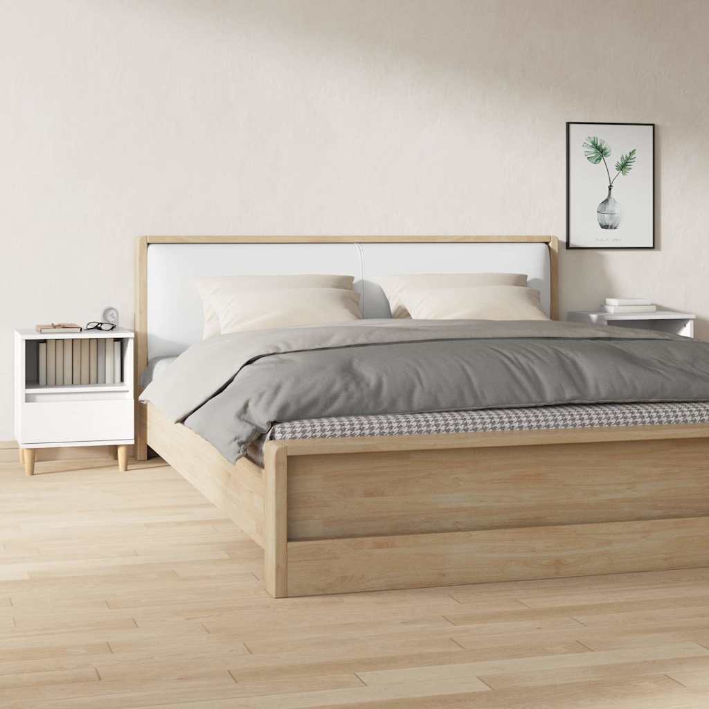 Sengeborde 2 stk. - hvid, 40×35×50 cm med skuffe