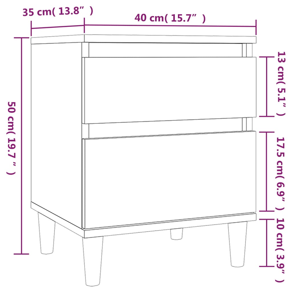 imagem de vidaXL Mesa de cabeceira 40x35x50 cm preto11