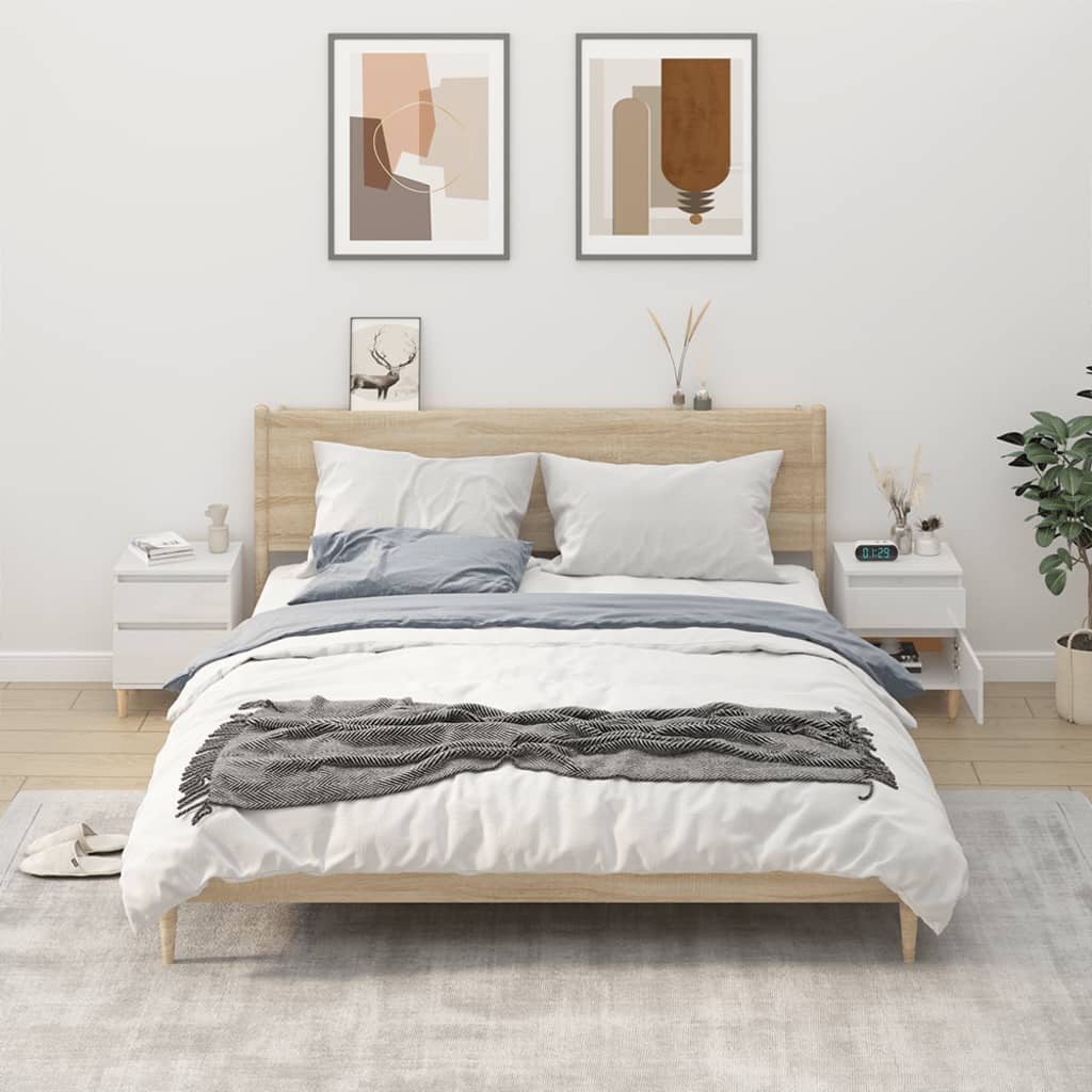 Tables de chevet 2 pcs Blanc brillant 40x35x50 cm