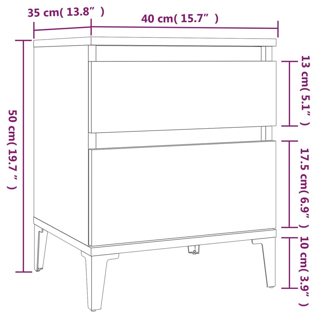 imagem de vidaXL Mesa de cabeceira 40x35x50 cm branco brilhante11