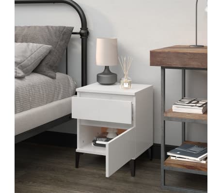 vidaXL Bedside Cabinet High Gloss White 40x35x50 cm