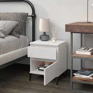 vidaXL Bedside Cabinet High Gloss White 40x35x50 cm