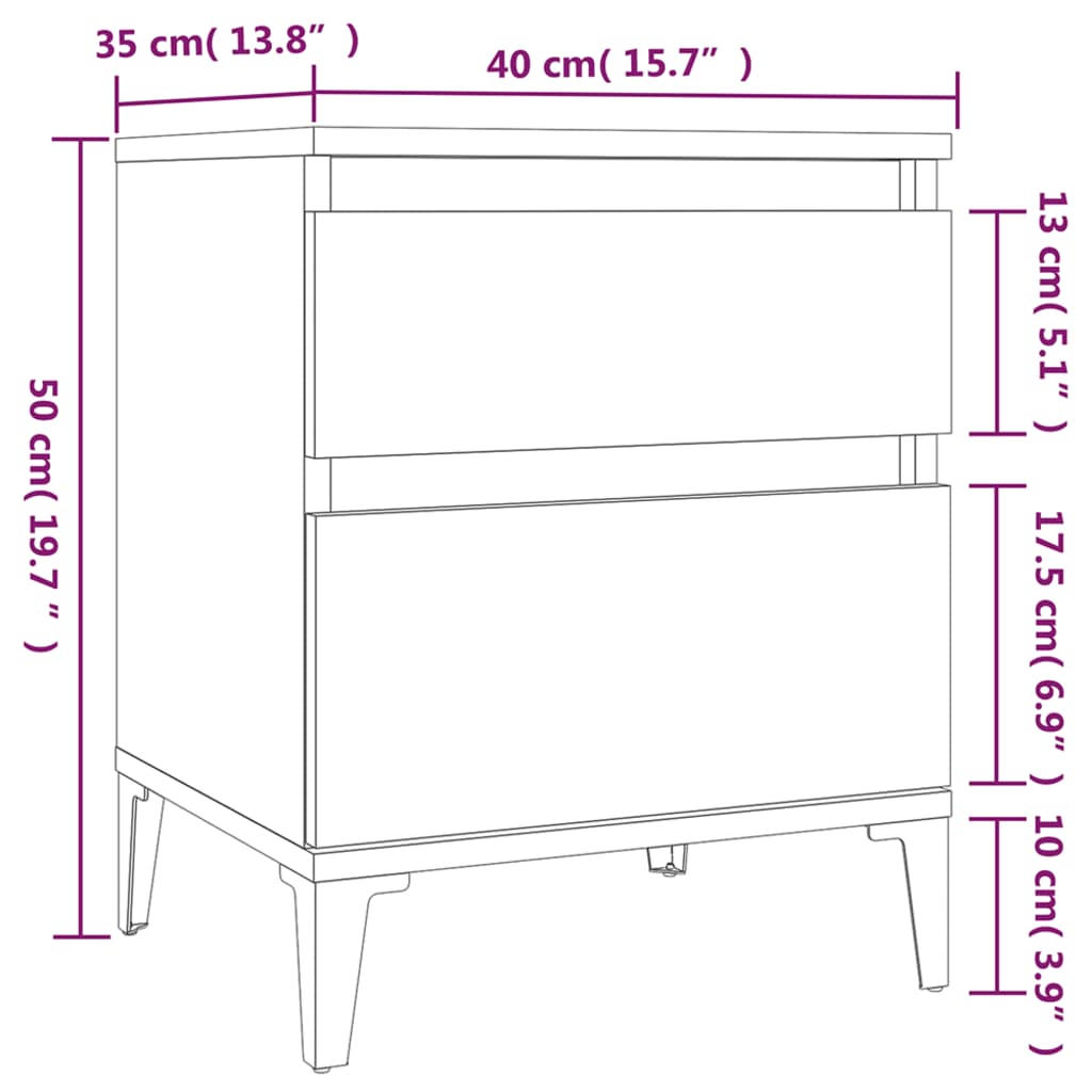 imagem de vidaXL Mesa de cabeceira 40x35x50 cm cor carvalho fumado11