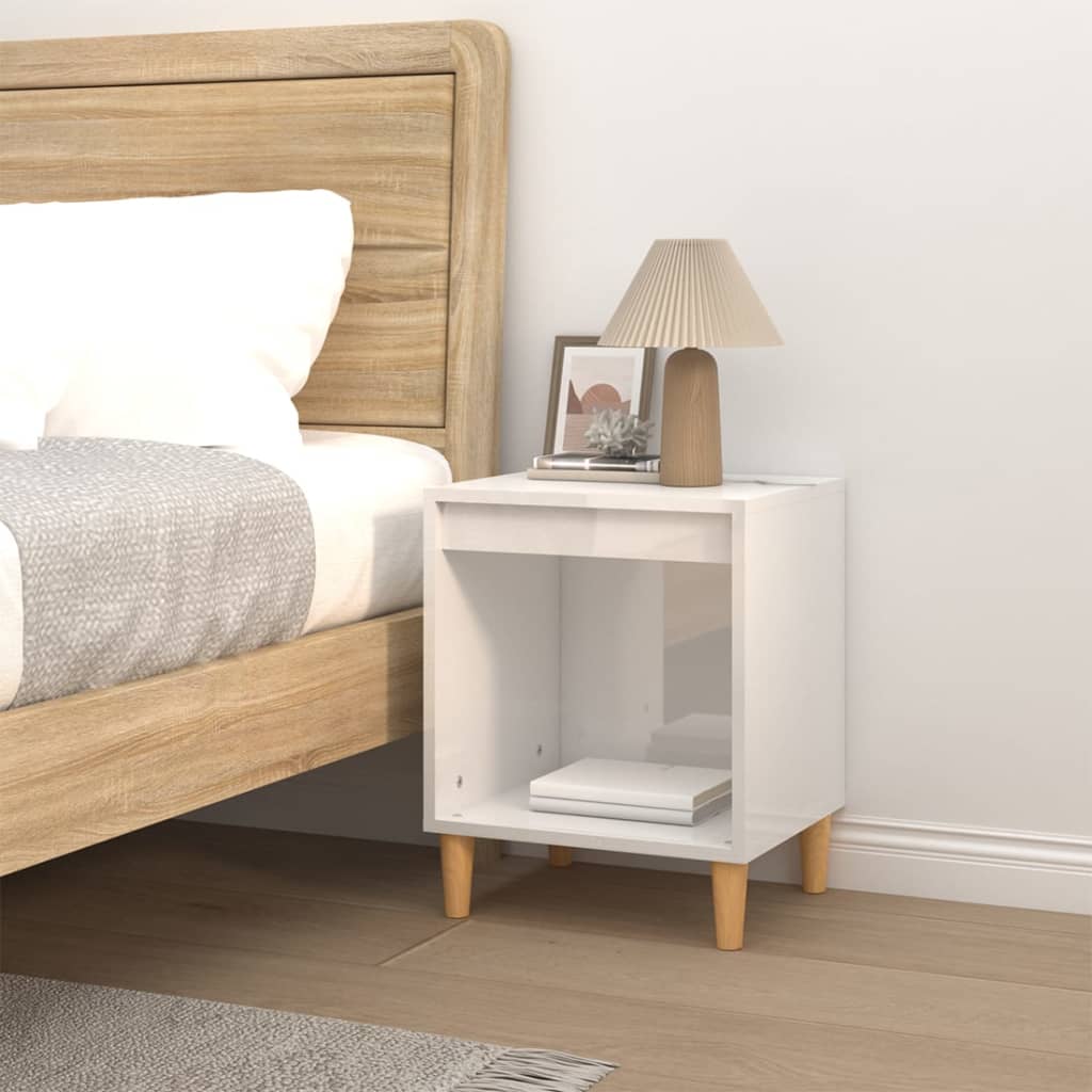 vidaXL Nachtkastje 40x35x50 cm bewerkt hout hoogglans wit afbeelding