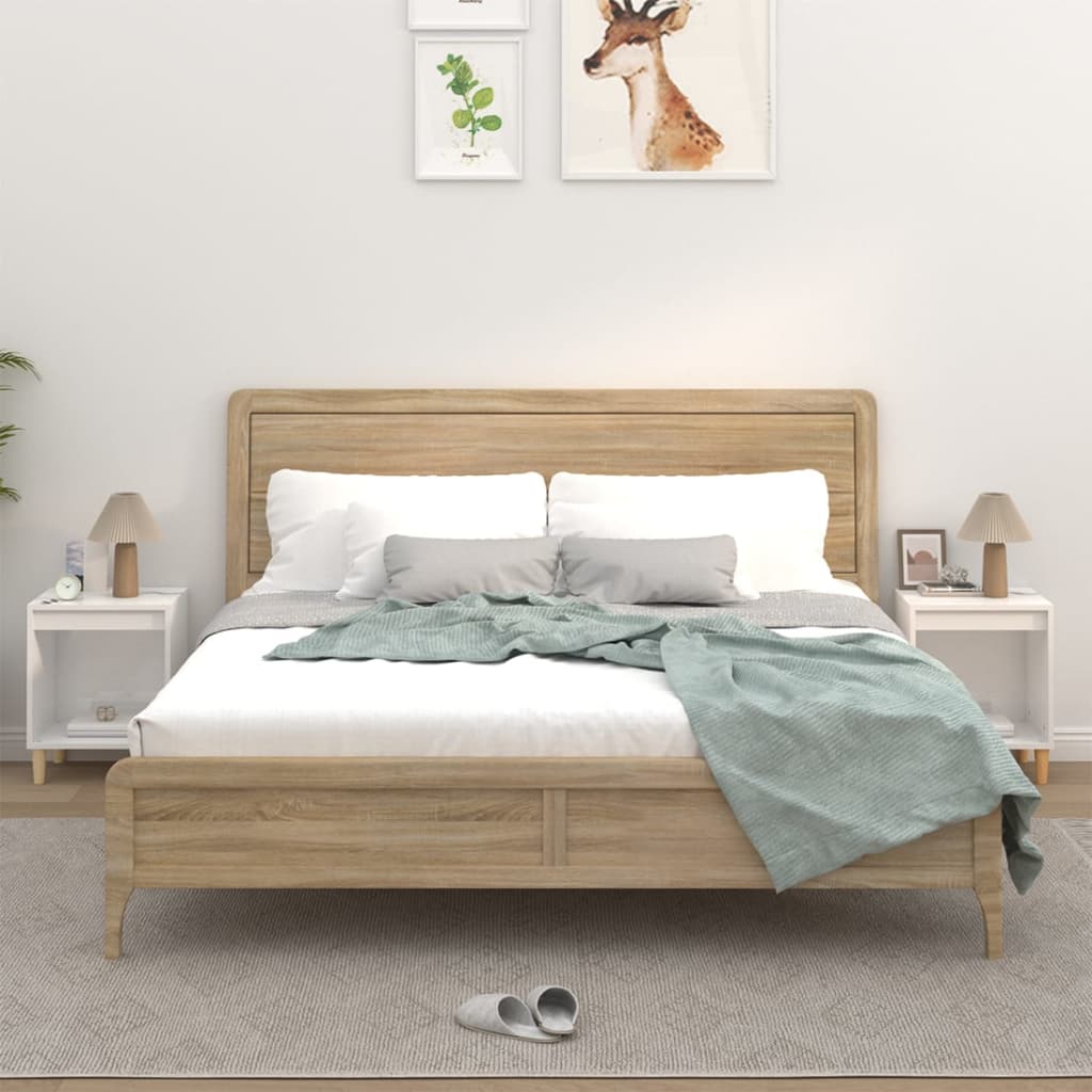 vida XL Nachttische 2 Stk. Hochglanz-Weiß 40x 35x 50 cm