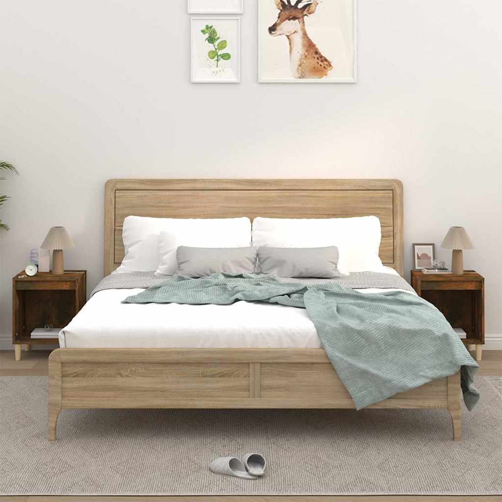 vidaXL sengeborde 2 stk. 40x35x50 cm røget egetræsfarve