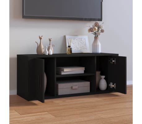 vidaXL Meuble TV Noir 100x35x40 cm Bois d'ing&eacute;nierie