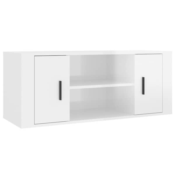 vidaXL telerikapp, k&otilde;rgl&auml;ikega valge, 100 x 35 x 40 cm, tehispuit