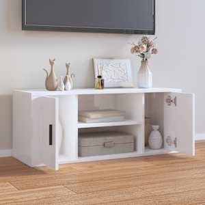 TV skříňka lesklá bílá 100x35x40 cm kompozitní dřevo - obrázek 3