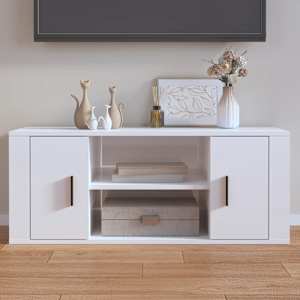 TV skříňka lesklá bílá 100x35x40 cm kompozitní dřevo - obrázek 1
