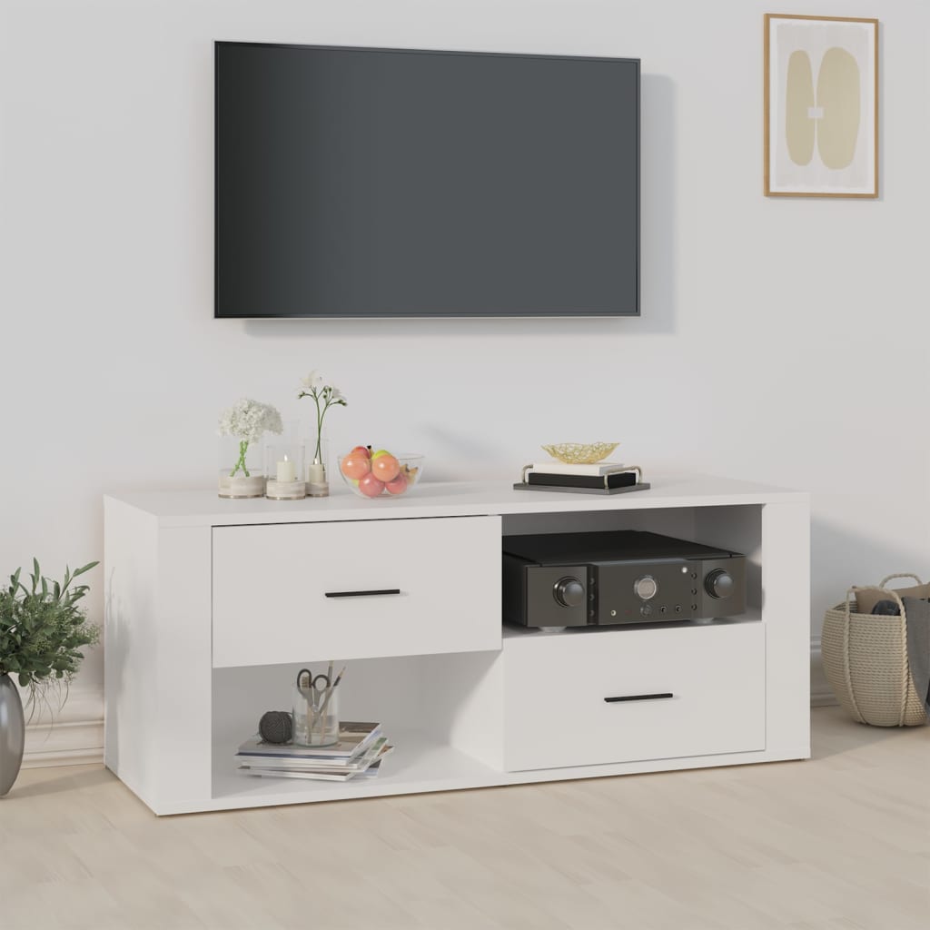 vidaXL Meuble TV Blanc 100x35x40 cm Bois d'ingénierie