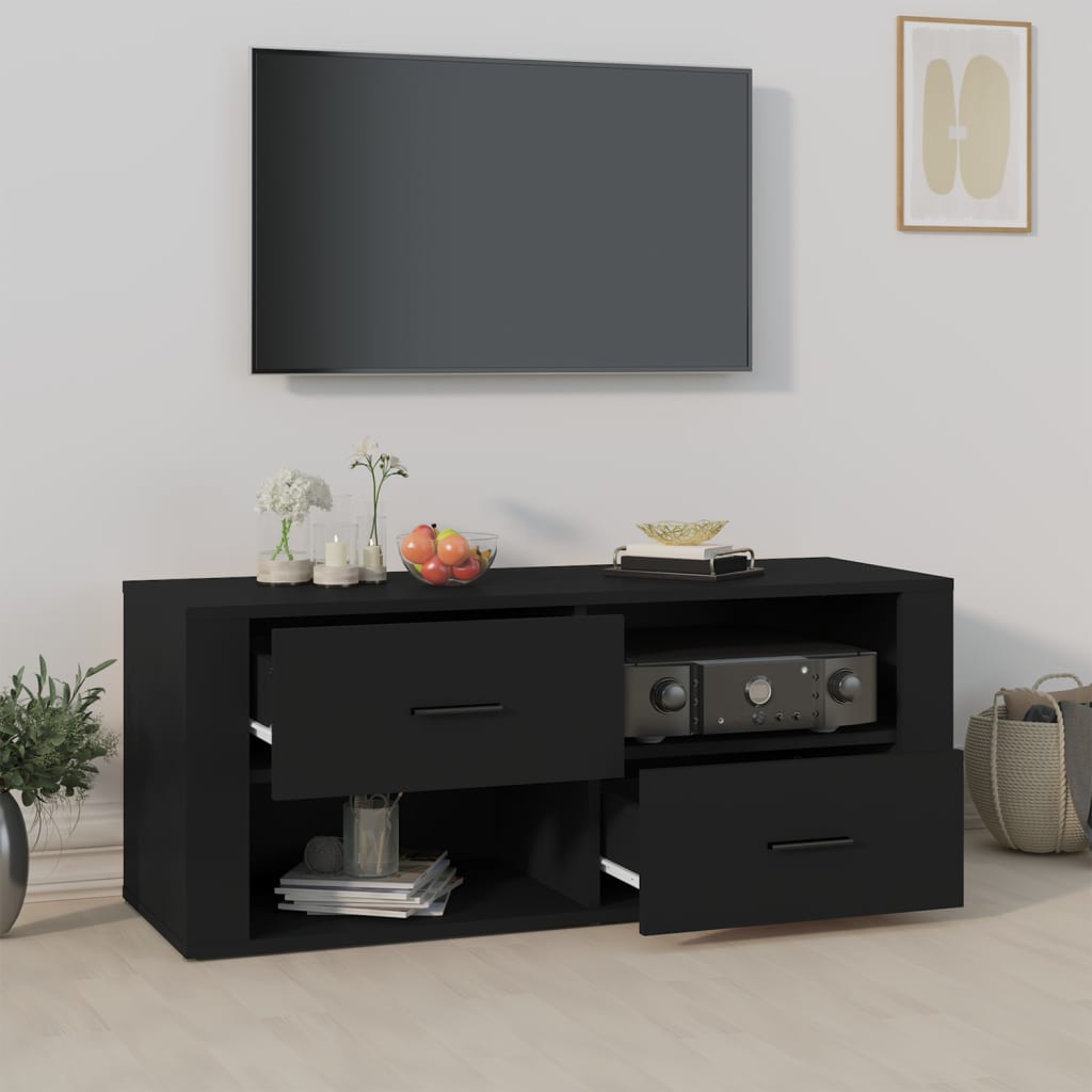Meuble TV Noir 100x35x40 cm Bois d’ingénierie | meublestv.fr 4
