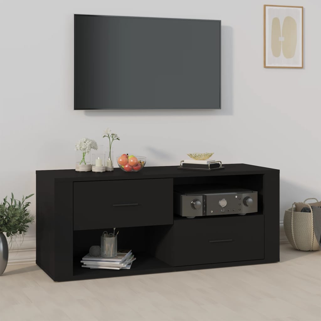 Meuble TV Noir 100x35x40 cm Bois d’ingénierie | meublestv.fr 2