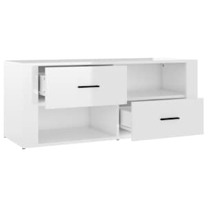 TV skříňka lesklá bílá 100x35x40 cm kompozitní dřevo - obrázek 7