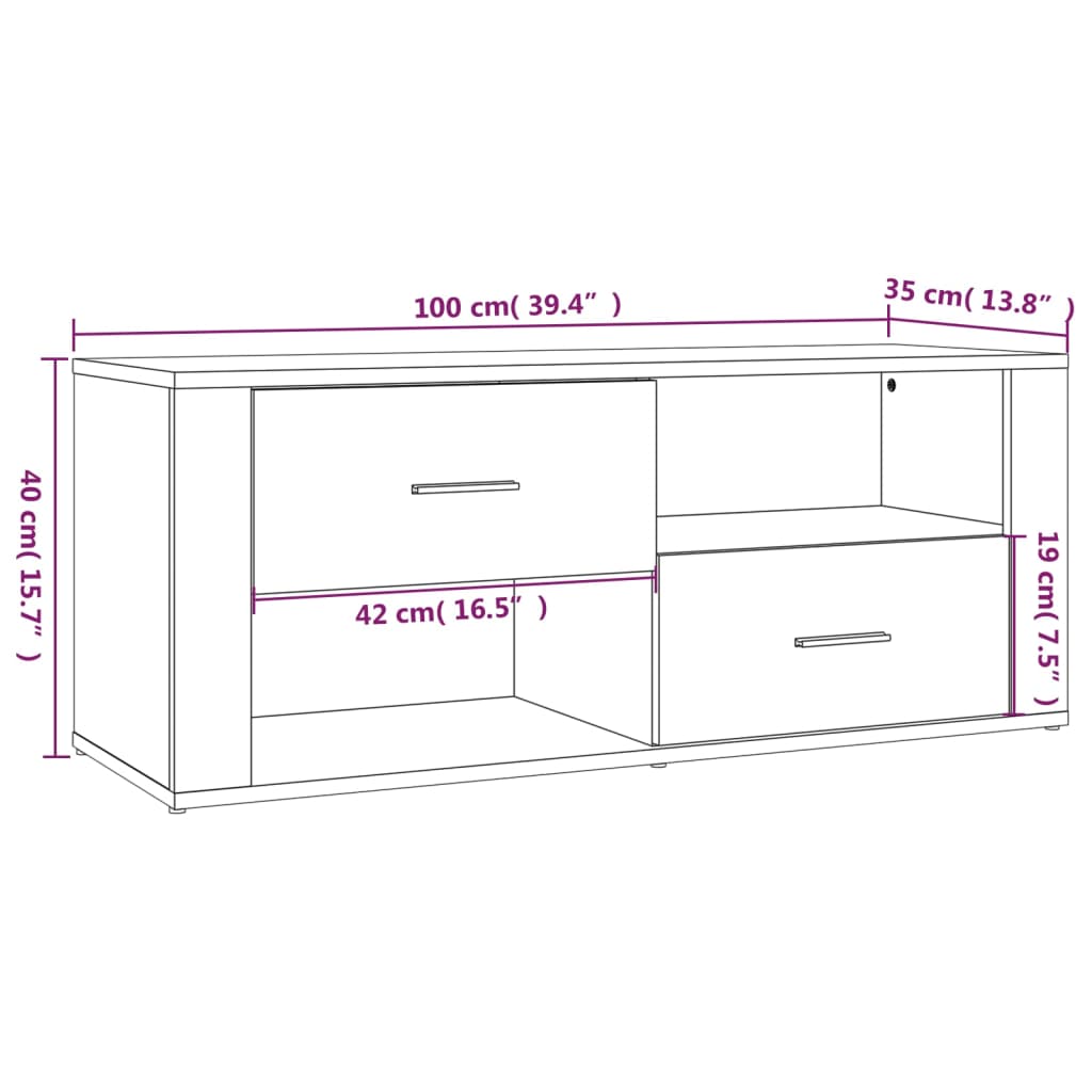 TV skříňka betonově šedá 100x35x40 cm kompozitní dřevo