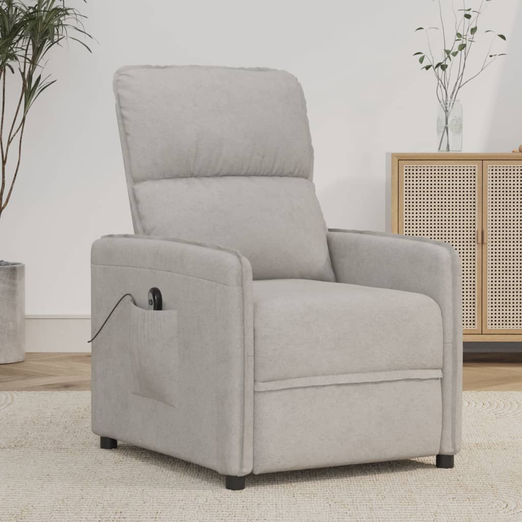 vida XL Relaxsessel Elektrisch Hellgrau Mikrofasergewebe