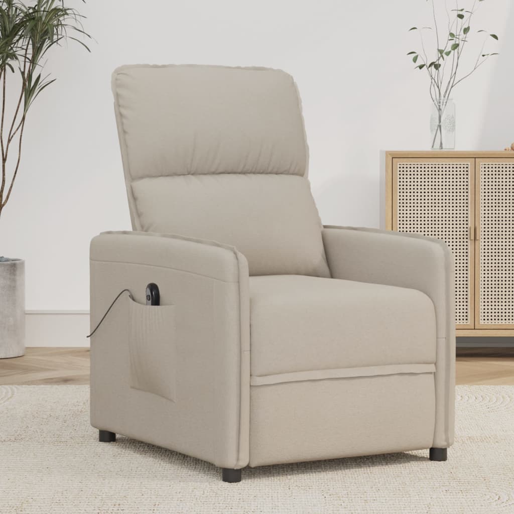 vida XL Relaxsessel Elektrisch Creme Mikrofasergewebe