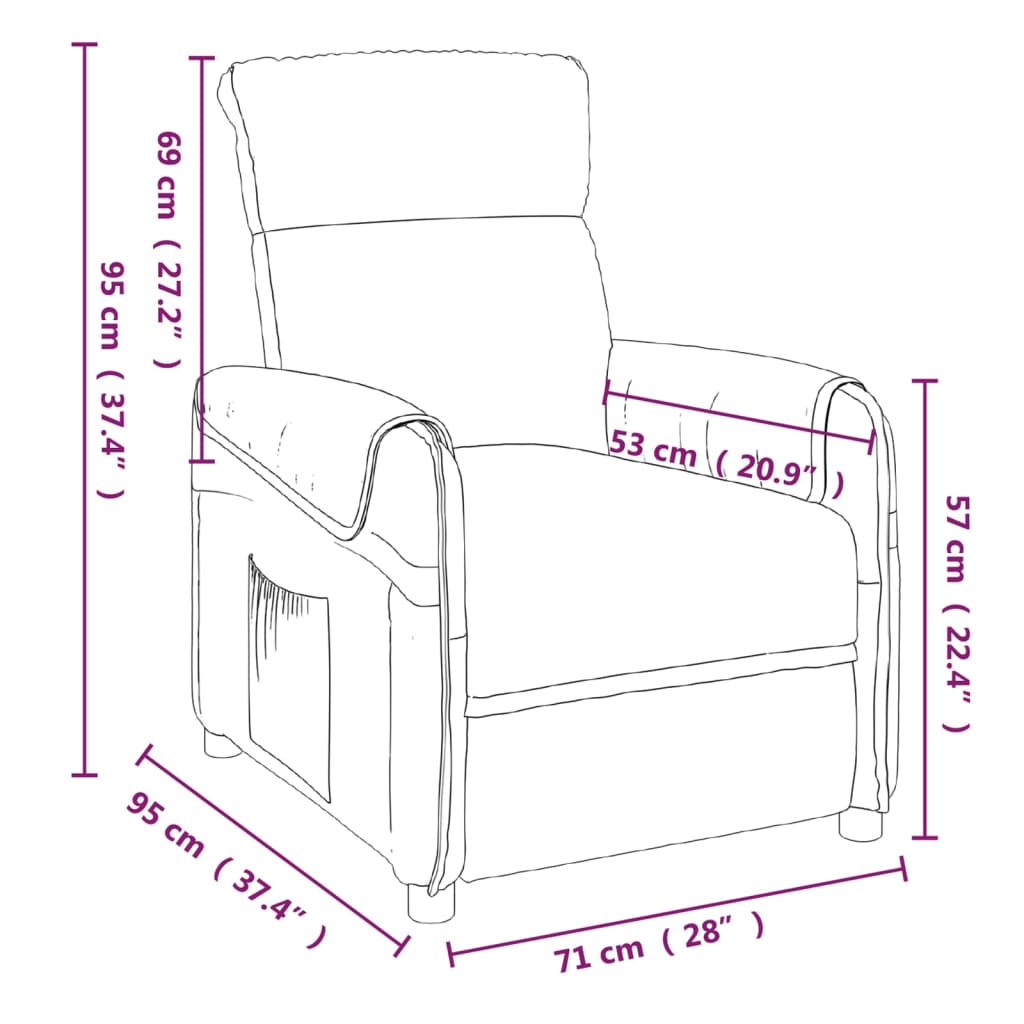 Fotoliu rabatabil electric, gri deschis, textil