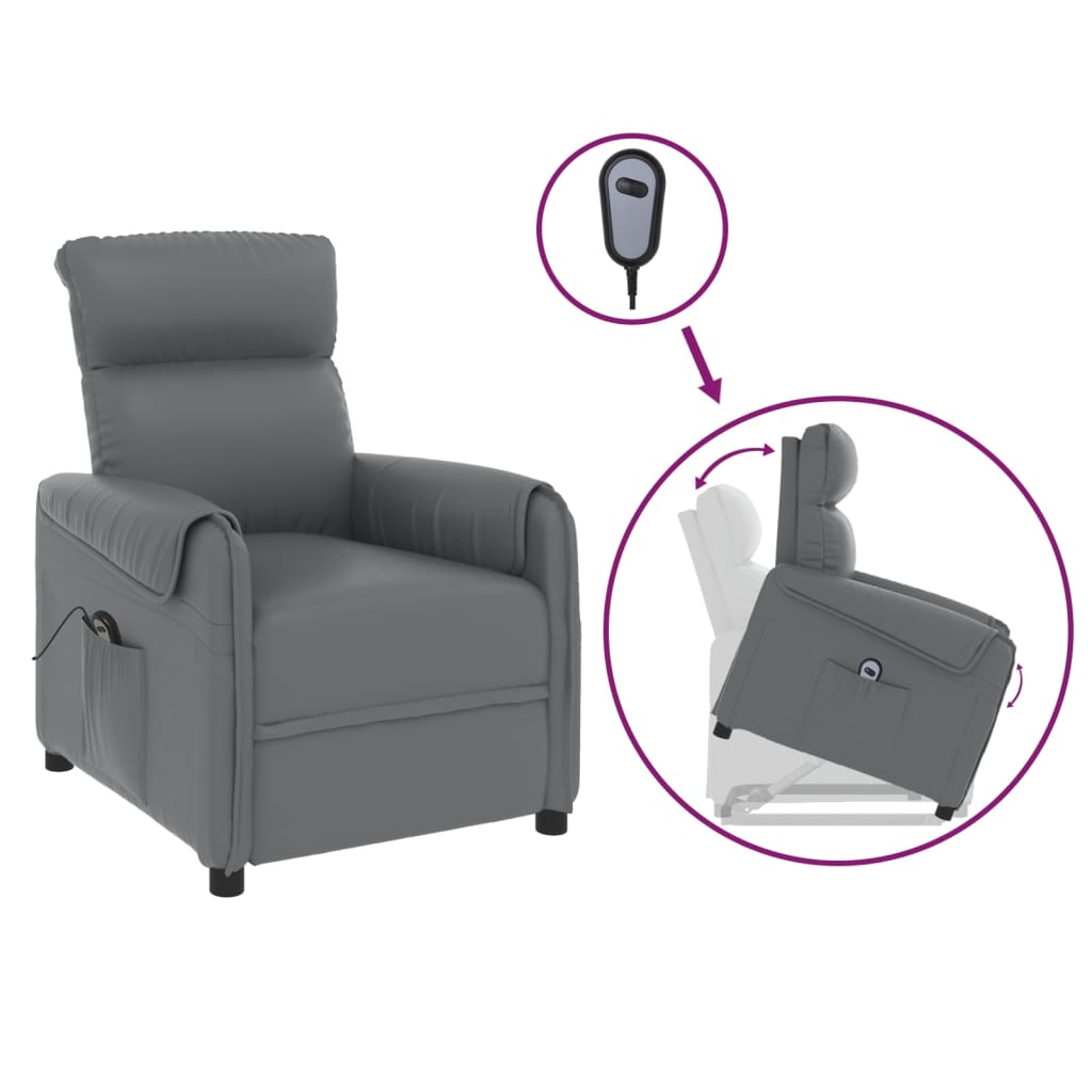 Atsistojantis krėslas, pilkos spalvos, dirbtinė oda | Stepinfit.lt