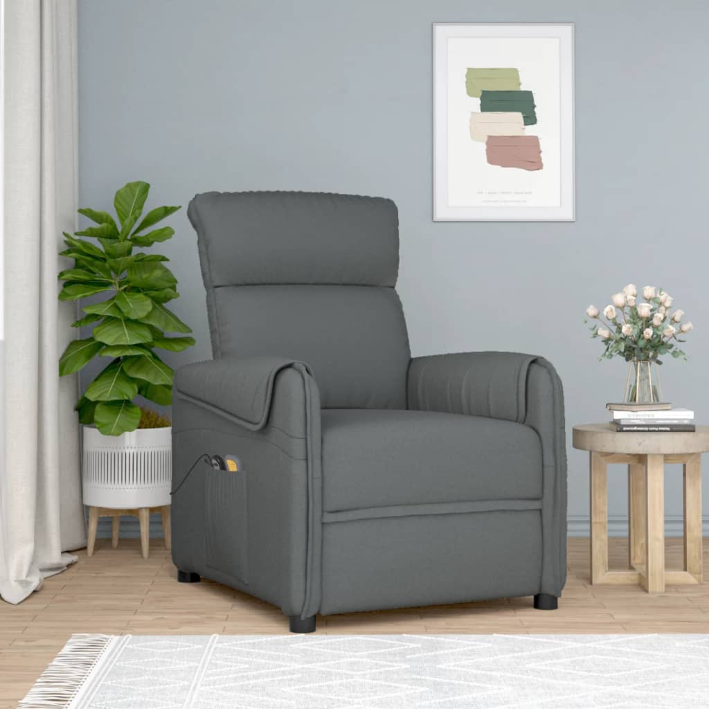 vida XL Massagesessel mit Aufstehhilfe Dunkelgrau Stoff