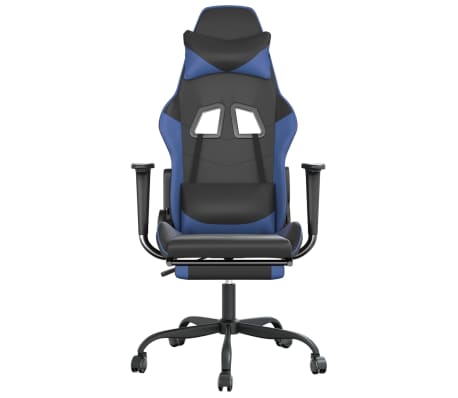 vidaXL Καρέκλα Gaming Μασάζ Υποπόδιο Μαύρο/μπλε από Συνθετικό Δέρμα