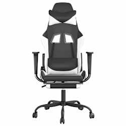 vidaXL Chaise de jeu avec repose-pied Noir et blanc Similicuir