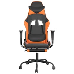 vidaXL Chaise de jeu avec repose-pied Noir et orange Similicuir