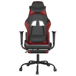 vidaXL Chaise de jeu avec repose-pied Noir/rouge bordeaux Similicuir