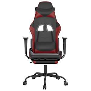 vidaXL Καρέκλα Gaming Μασάζ Υποπόδιο Μαύρο/Μπορντό από Συνθετικό Δέρμα