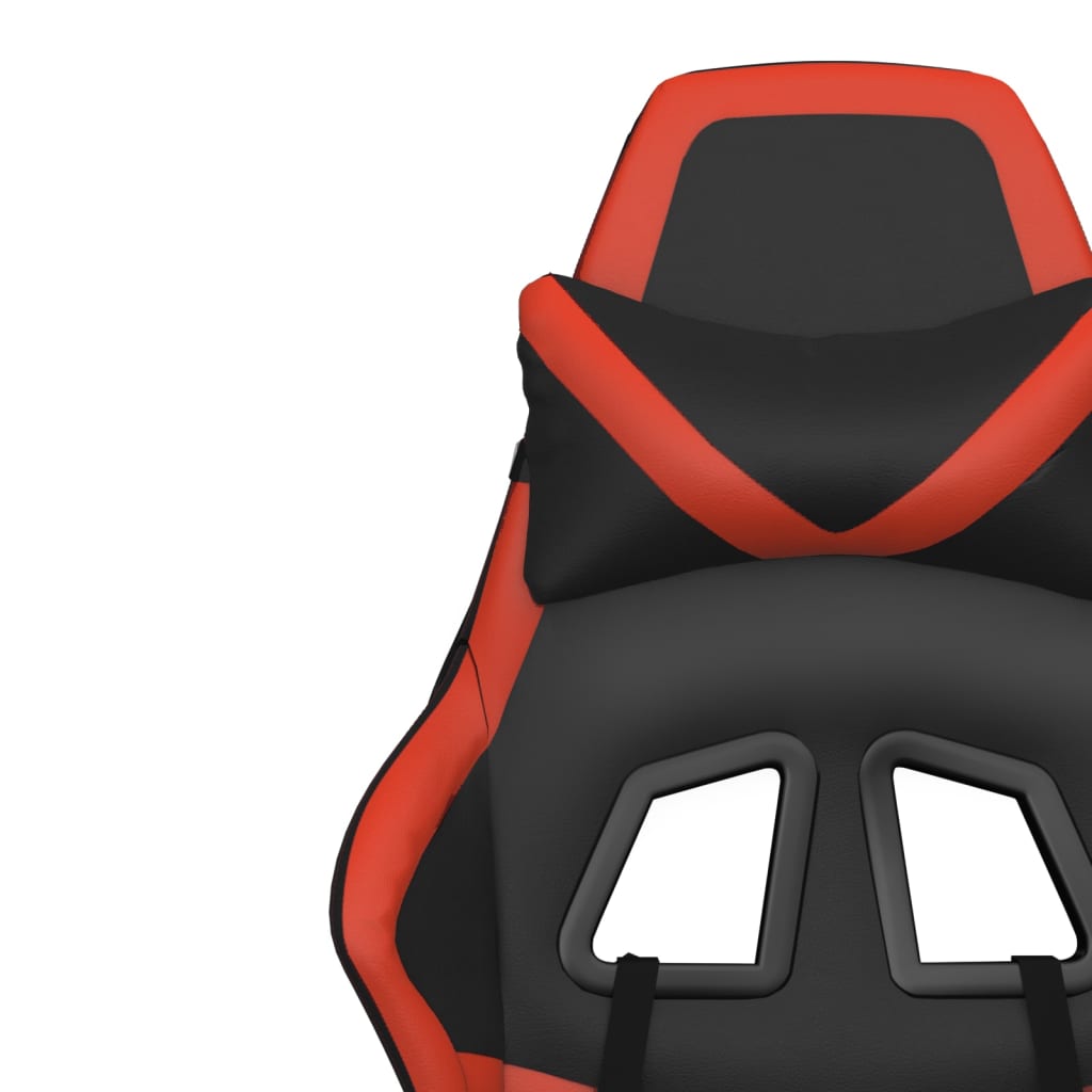 Scaun de gaming cu suport picioare, negru/roșu, piele ecologică