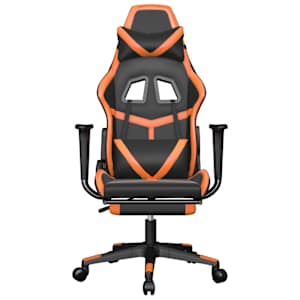 vidaXL Καρέκλα Gaming Μασάζ Υποπόδιο Μαύρο/Πορτοκαλί Συνθετικό Δέρμα