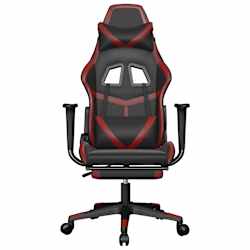 vidaXL Chaise de jeu avec repose-pied Noir/rouge bordeaux Similicuir