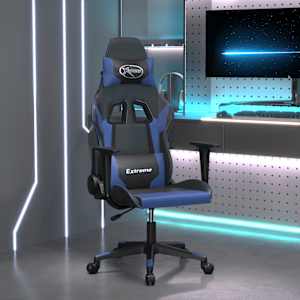 Gaming stol črno in modro umetno usnje