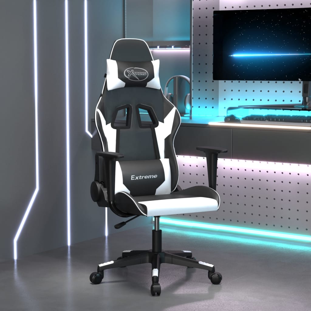 Prečunoliktava - Tev un tavai dzīvei - datorspēļu krēsls, melna un balta mākslīgā āda