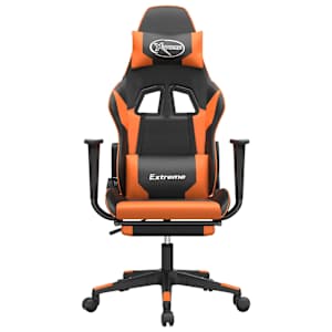 vidaXL Καρέκλα Gaming Μασάζ Υποπόδιο Μαύρο/Πορτοκαλί Συνθετικό Δέρμα