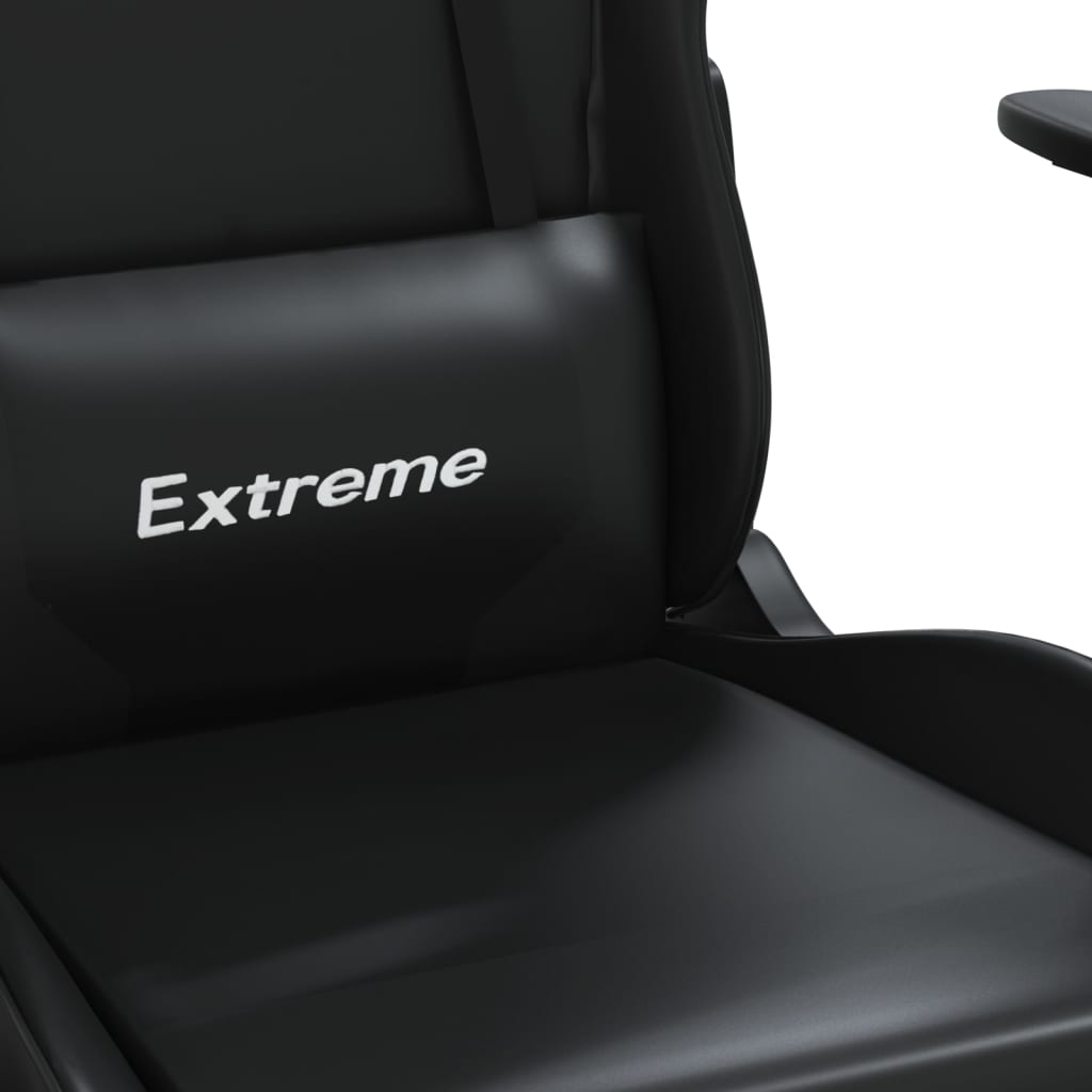 Scaun de gaming cu suport picioare, negru, piele ecologică