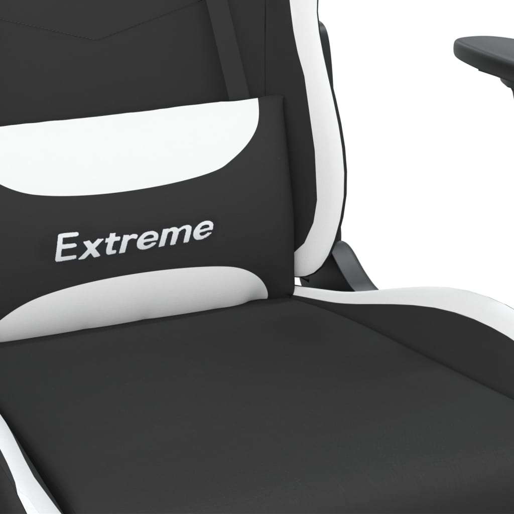 Herní židle černá a bílá textil